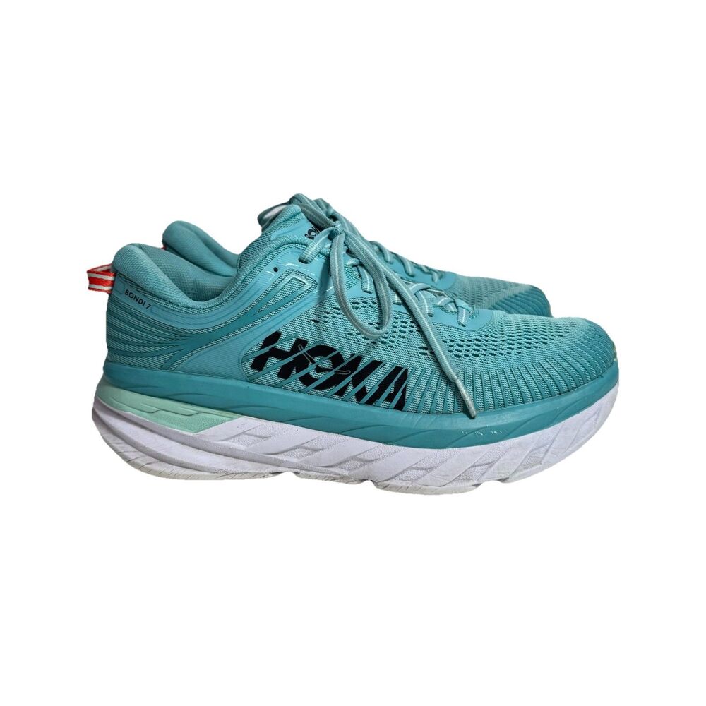 Hoka One One Bondi 7 Shoes Women's Size 8 Aquarelle Eggshell Blue Running
